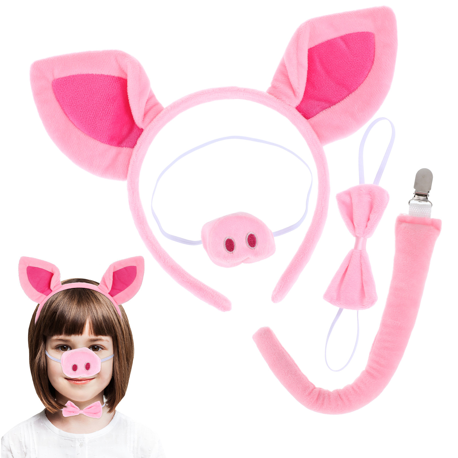 1Set Pink Pig Headband Set Sof - đánh giá và giá Skincare Animate