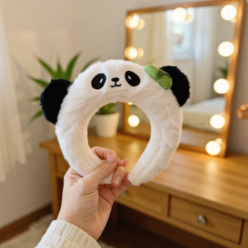 Cute Panda Plush Headband for  - đánh giá và giá Skincare Animate