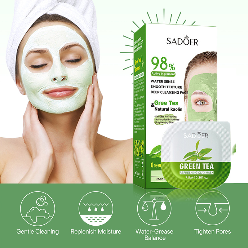 8pcs Green Tea Cleaning Mud Ma - đánh giá và giá Mud Mask Kaolin