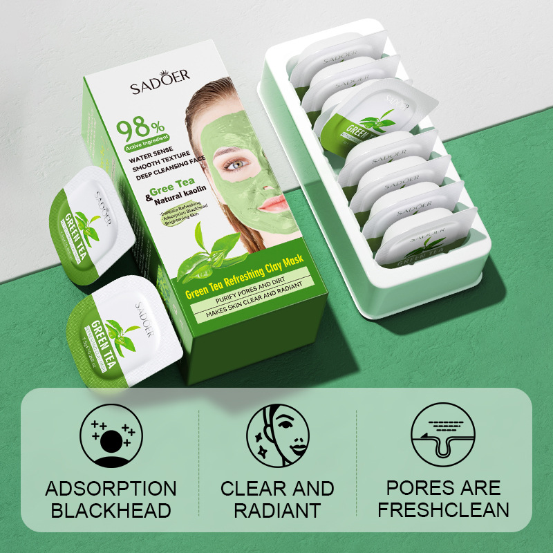 8pcs Green Tea Cleaning Mud Ma - đánh giá và giá Mud Mask Kaolin
